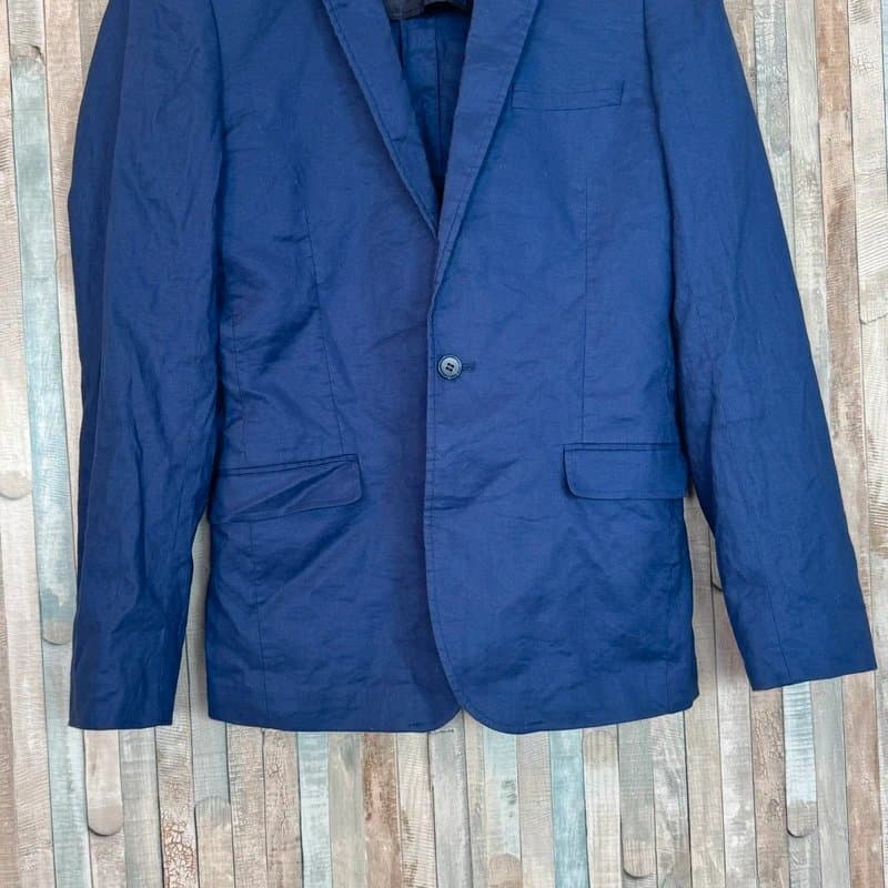 ASOS ASOS Mens Blue Cotton Linen Blend Slim Fit Blazer Jacket 38 38L Spring Summer
