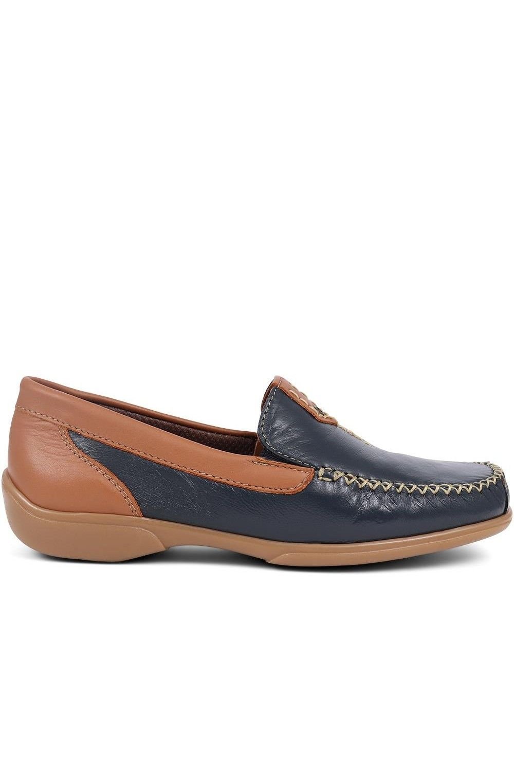 Pavers Pavers Women's Leather Moccasins in Navy - 2