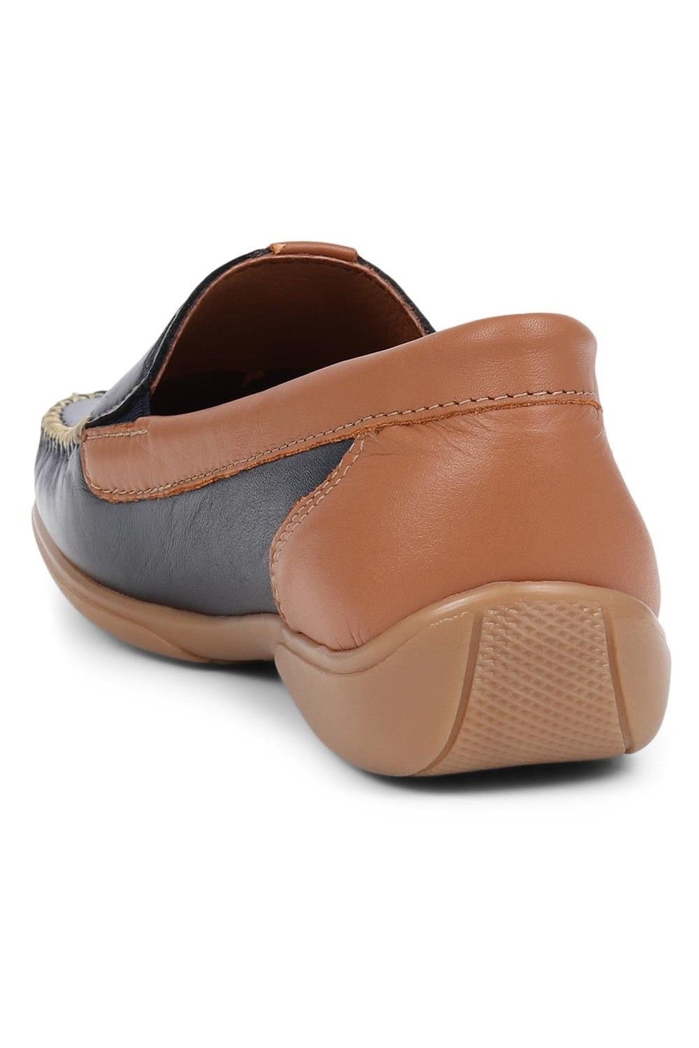 Pavers Pavers Women's Leather Moccasins in Navy - 3