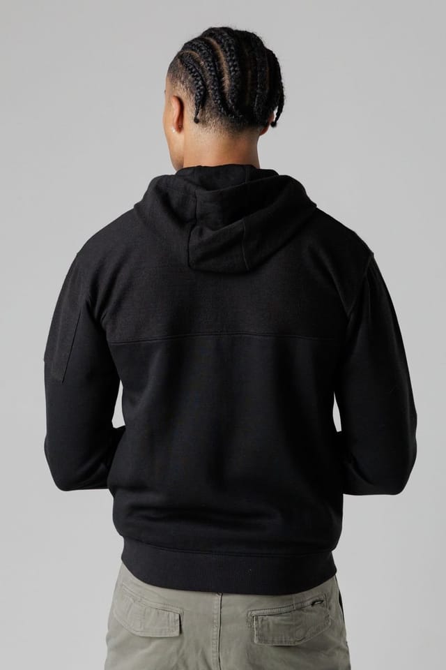 Firetrap Firetrap Men's Regular Fit Cotton Rich Zip Through Hoody with Sleeve Pocket in Black - 2