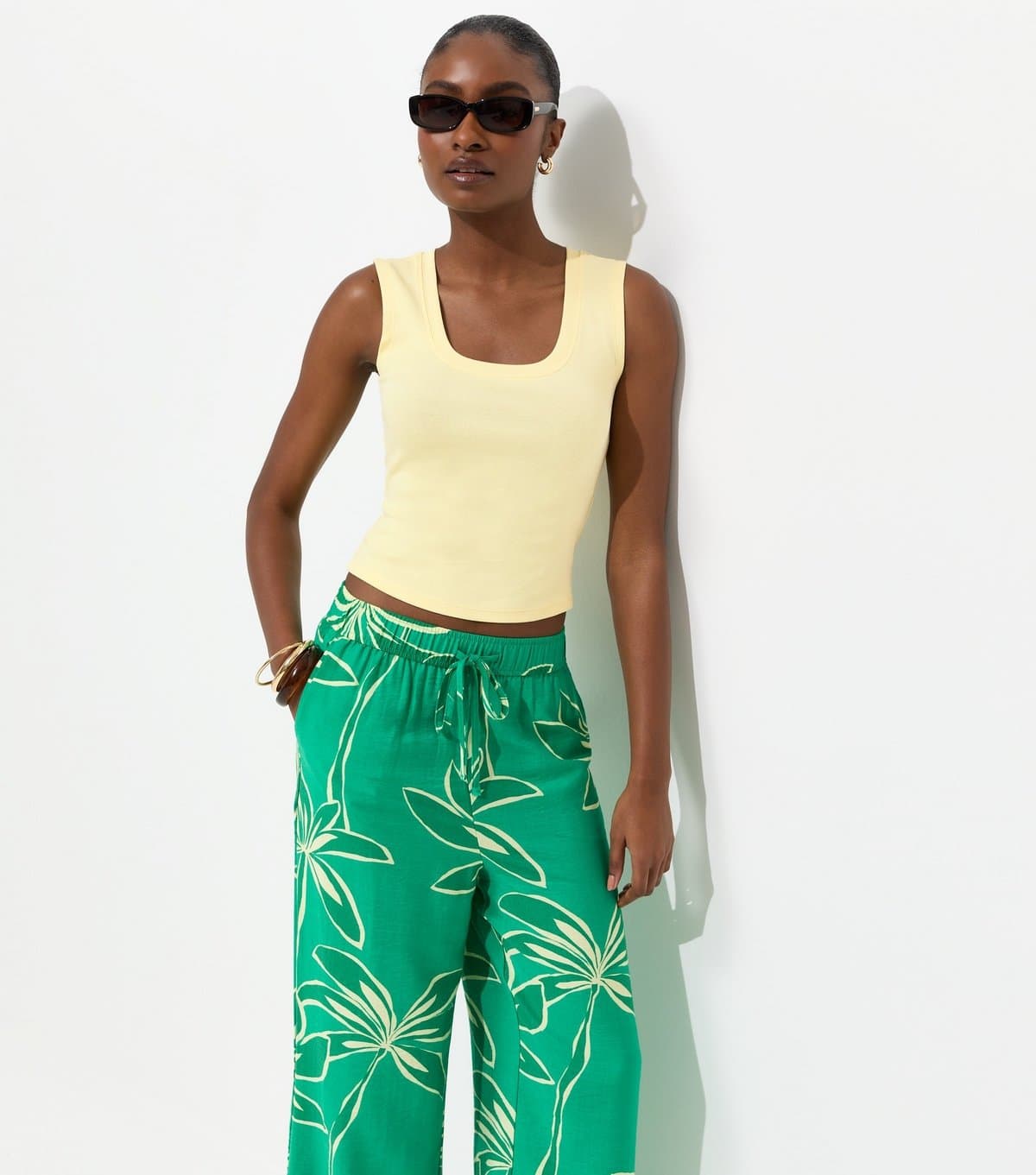 New Look New Look Light Yellow Cotton-Rich U-Neck Vest Top
