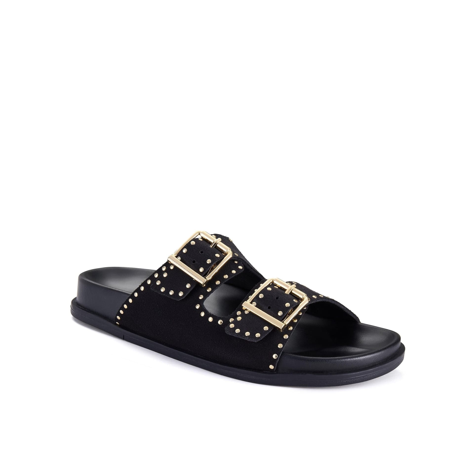 Clarks Clarks Women's Zarita Stud Black Suede Flat Sandals - 4