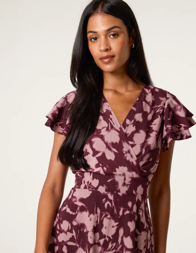 Blue Vanilla Printed Frill Sleeve Mini Dress - 3