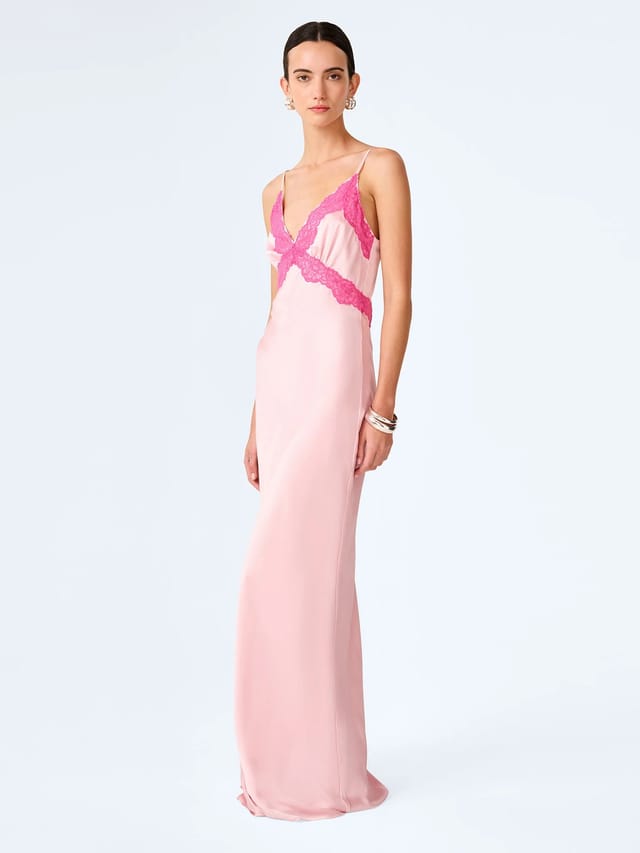 OMNES Drew Maxi Dress in Veiled Pink/Pink Yarrow Lace - 2