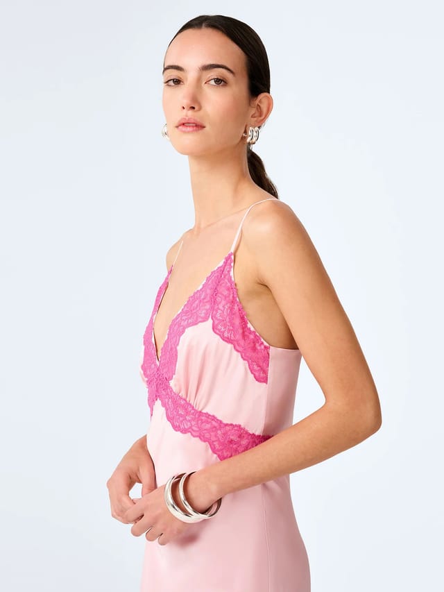 OMNES Drew Maxi Dress in Veiled Pink/Pink Yarrow Lace - 3