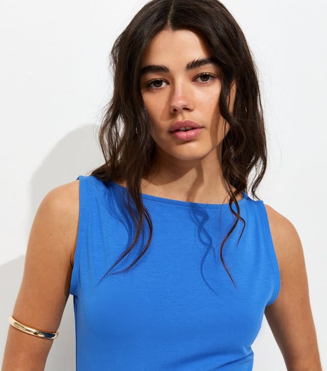 New Look Women's Bright Blue Slash Neck Vest Top New Look - 2