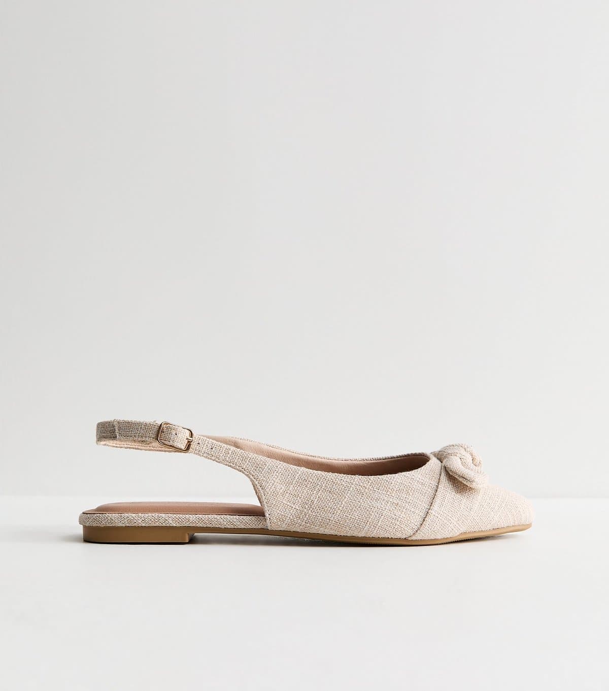 New Look Women's Extra Wide Fit Off White Pointed Slingback Flats Vegan New Look