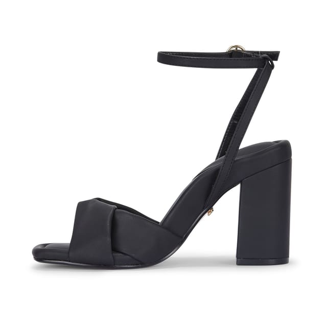 MALOW LONDON MALOW LONDON Women's Molly Heeled Sandals Buckle Strap PU Open Toe Block Heel Shoes in Black - 2