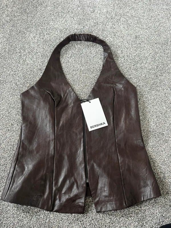 Bershka Leather halter neck top