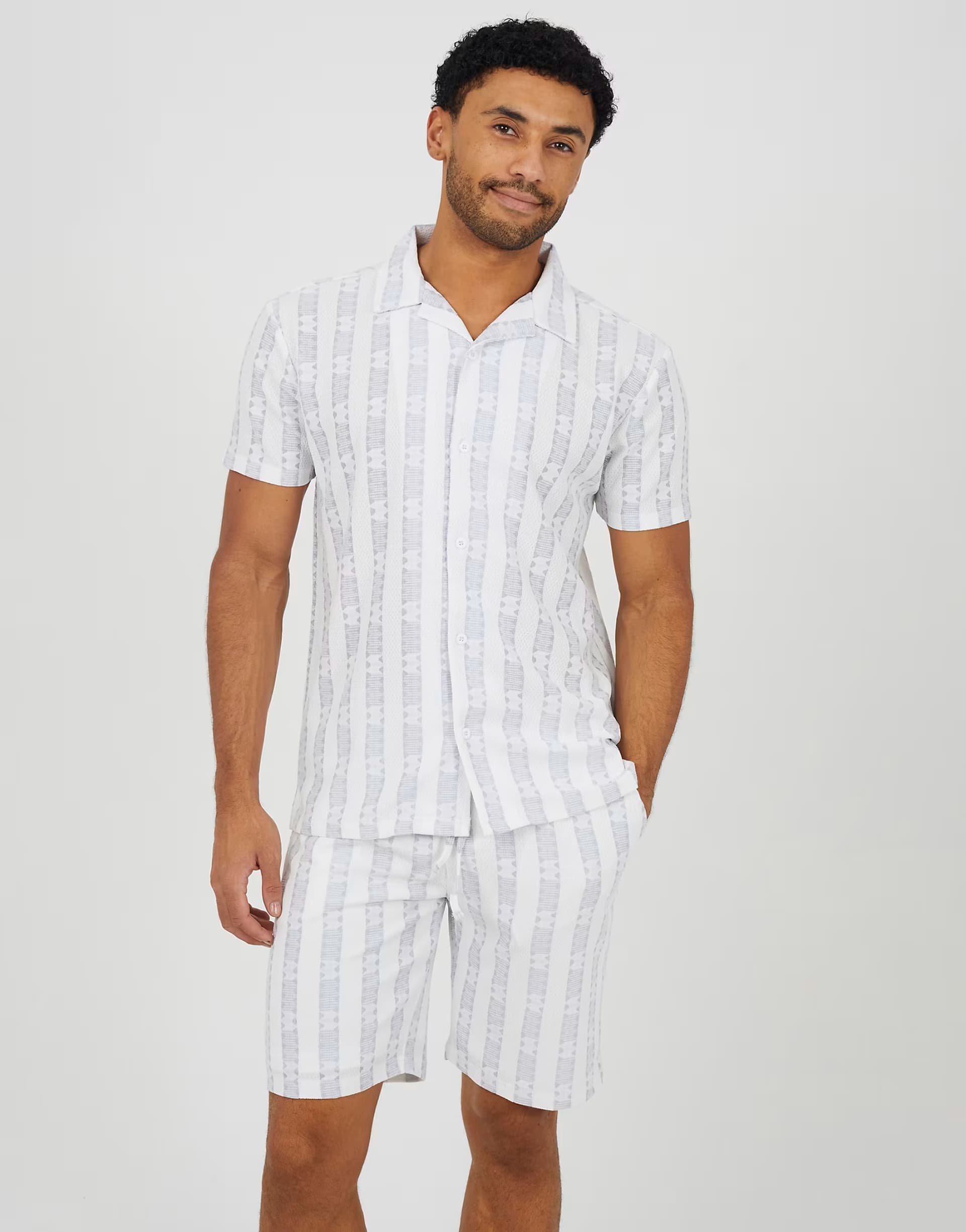 ASOS Brave Soul Patterned short sleeve shirt in white