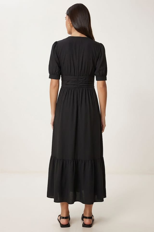Happiness Istanbul Happiness Istanbul Women's Cotton-blend Poplin Maxi Dress in Black - 3