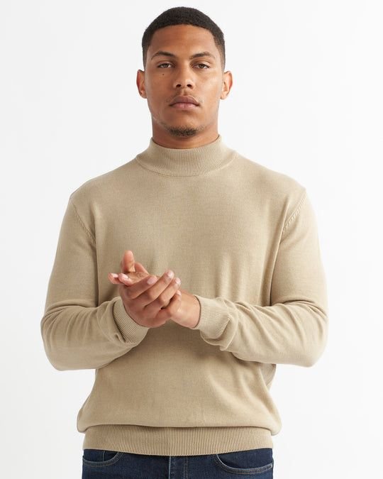 Alse Studio Alse Studio Men's Turtleneck Jumper 100% Cotton Premium Quality in Beige - 2