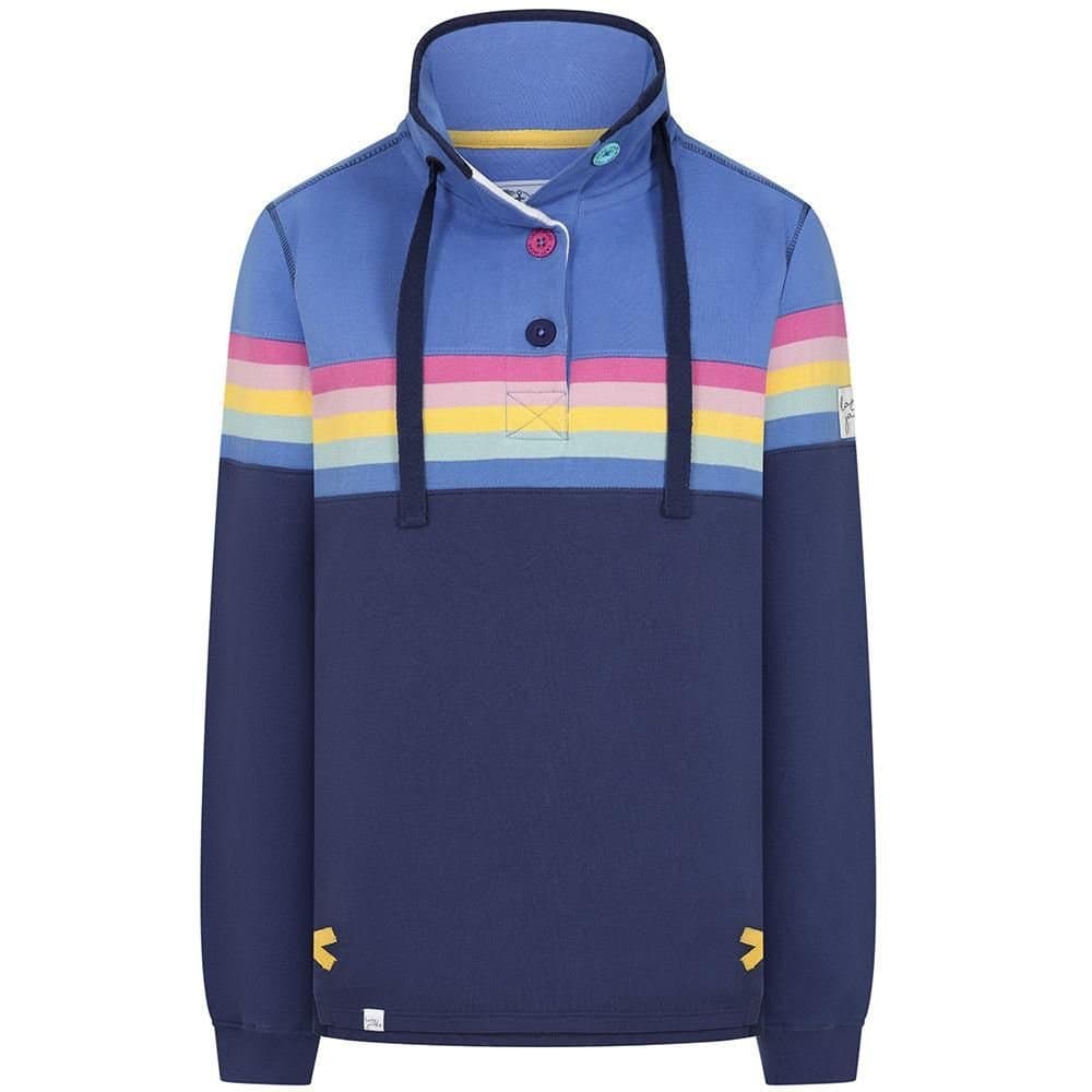 Lazy Jacks Lazy Jacks Women's Prism Button Neck Sweatshirt in Blue