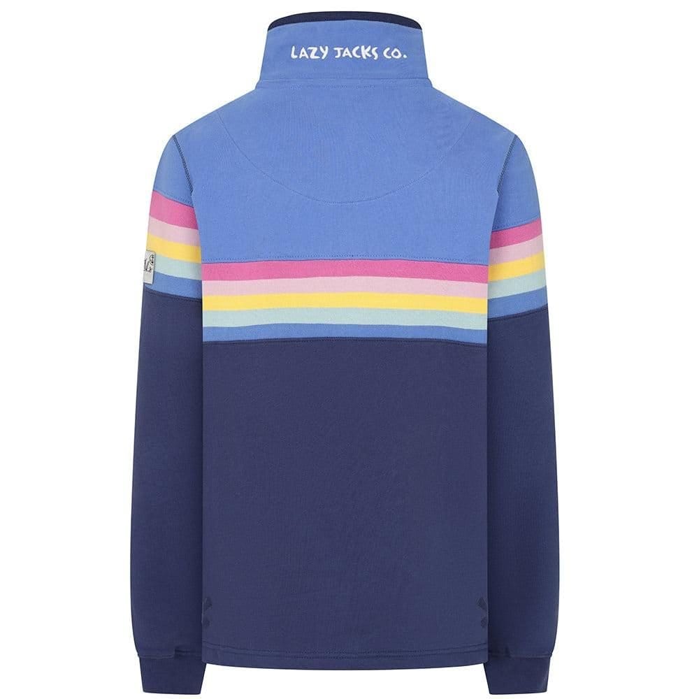 Lazy Jacks Lazy Jacks Women's Prism Button Neck Sweatshirt in Blue - 4