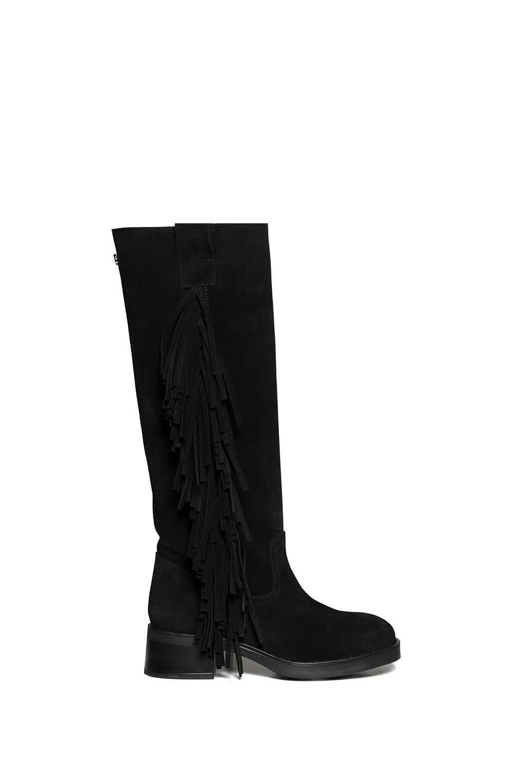 Steve Madden Steve Madden Black Suede Fringe Boots