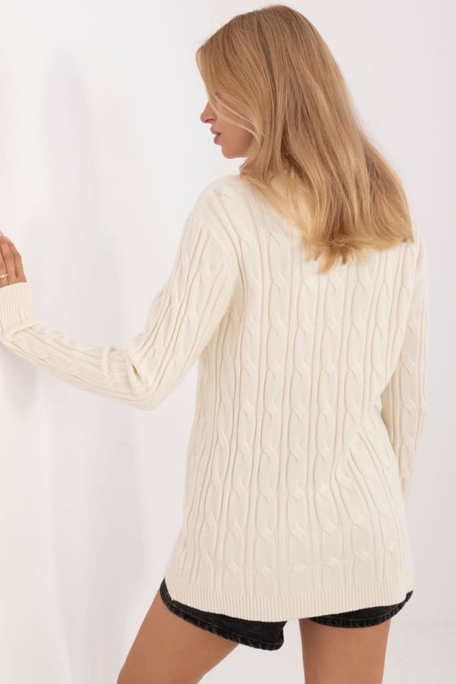 Love Lace Love Lace Women's Textured Round Neck Casual Sweater Style 199534 in Beige - 3