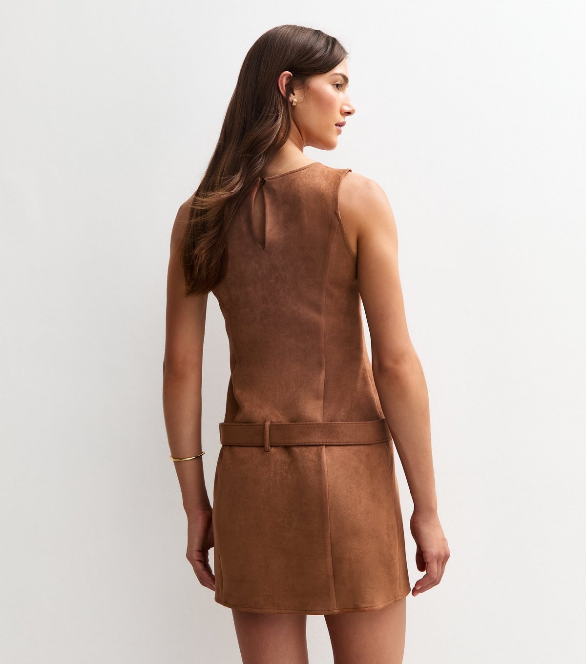 New Look Women's Tan Faux Suede Belted Mini Dress New Look - 4