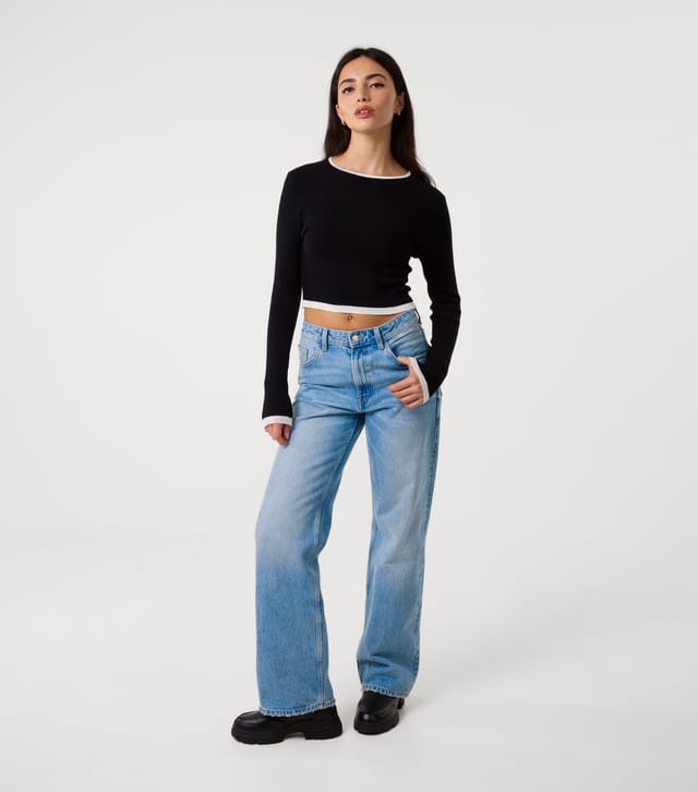 Pink Vanilla Women's Black Contrast Trim Knit Jumper Pink Vanilla New Look - 2