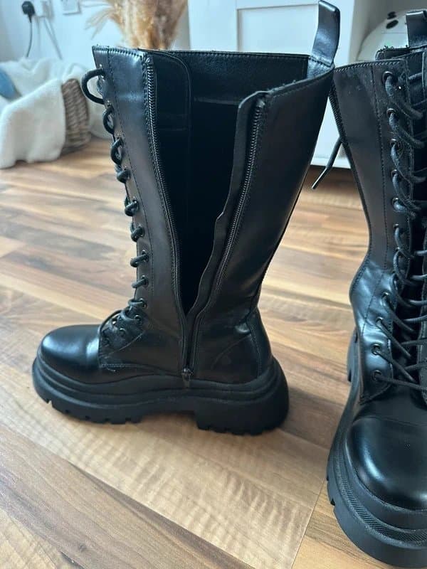 ASOS Leather knee high platform boots