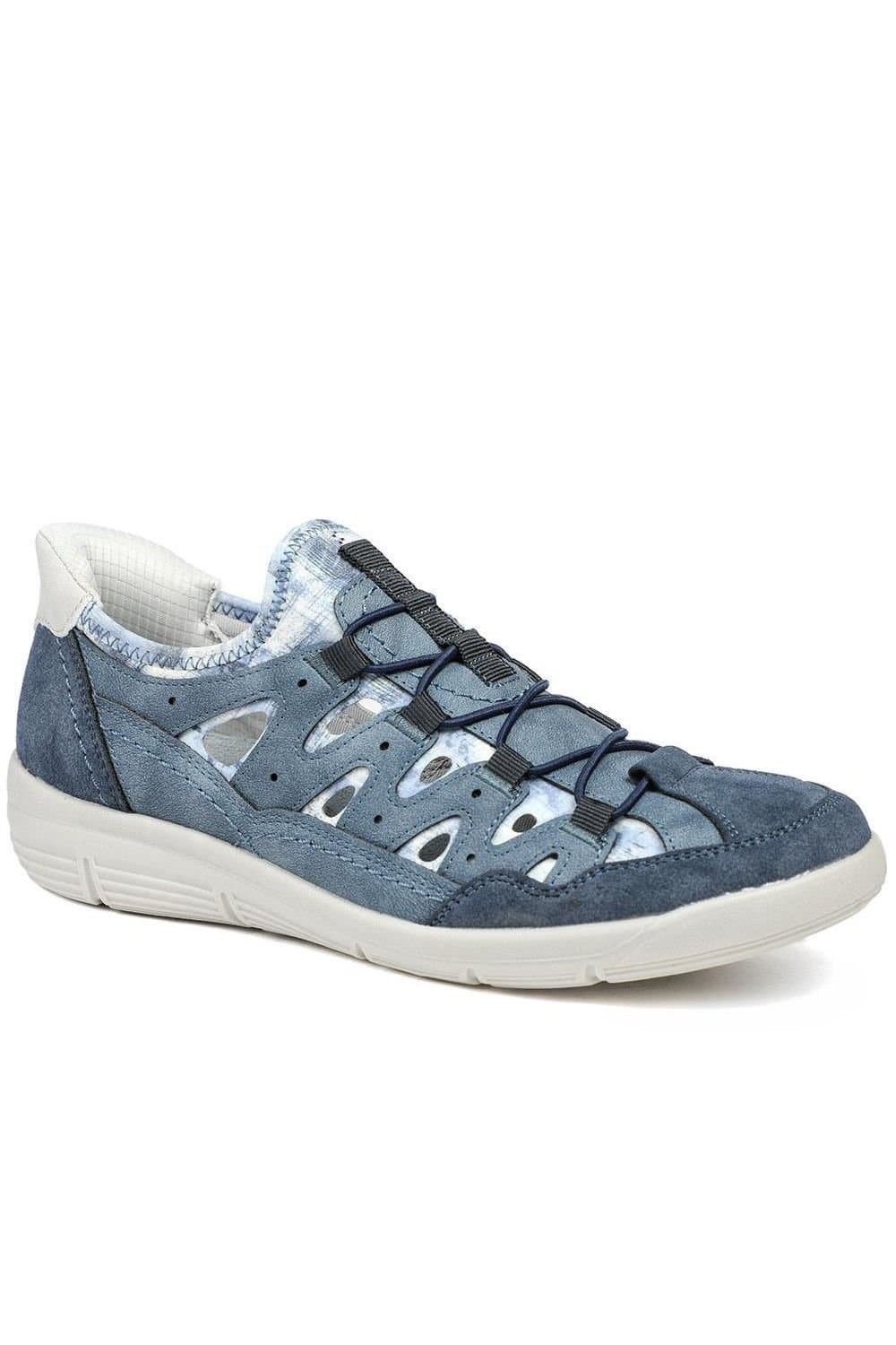 Pavers Pavers Women's Relife Wide Fit Bungee Lace Slip On Shoes in Blue