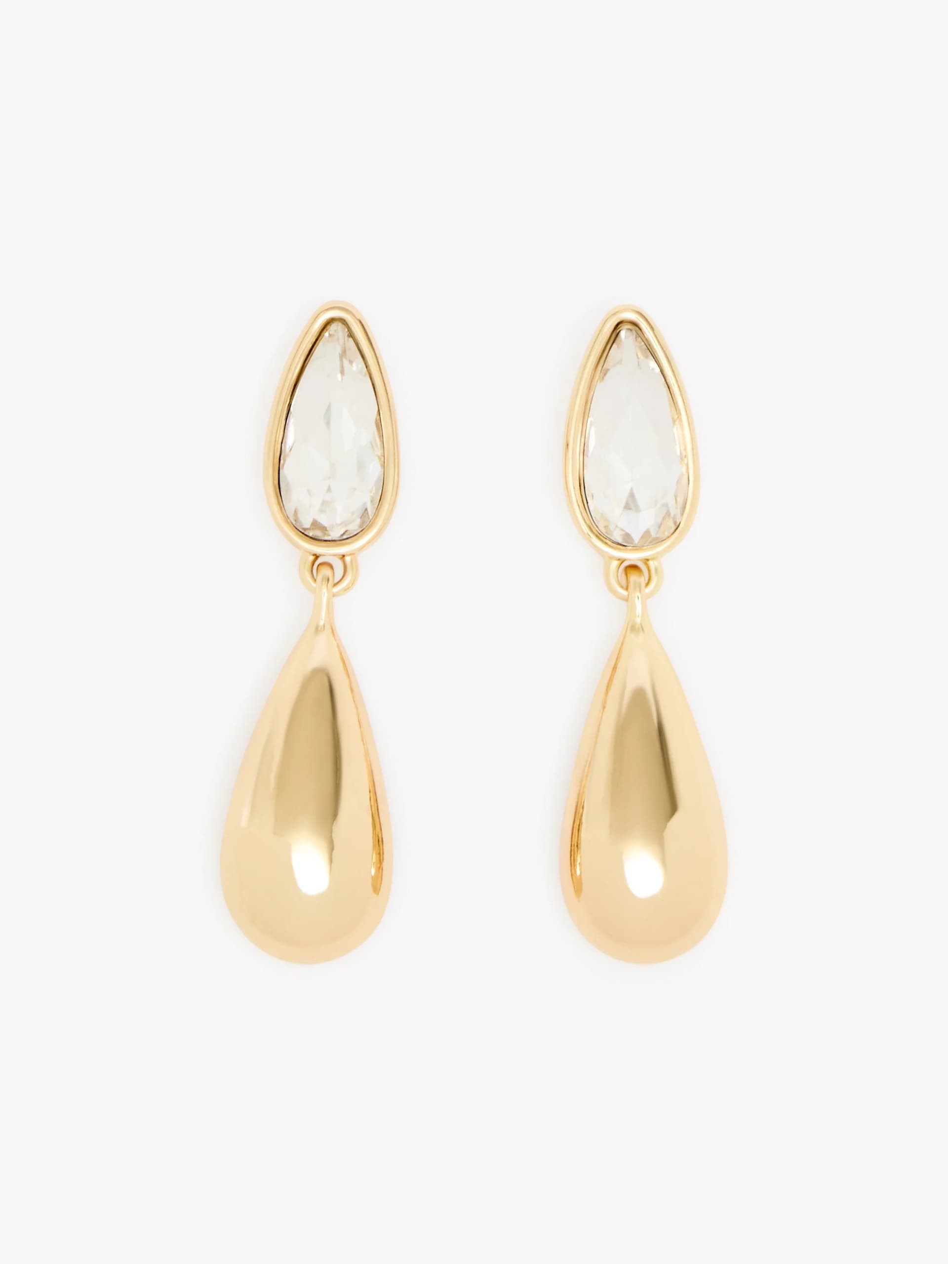French Connection French Connection Gold Crystal Double Teardrop Earrings