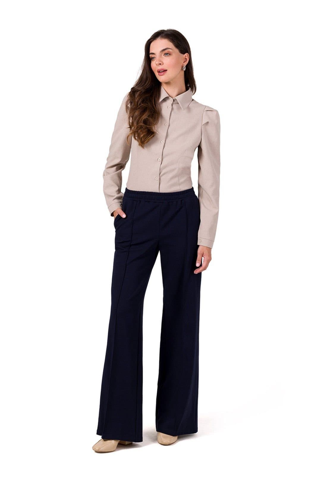 Love Lace Love Lace Women's Cotton Sweatshirt Knit Wide Leg Trousers in Blue
