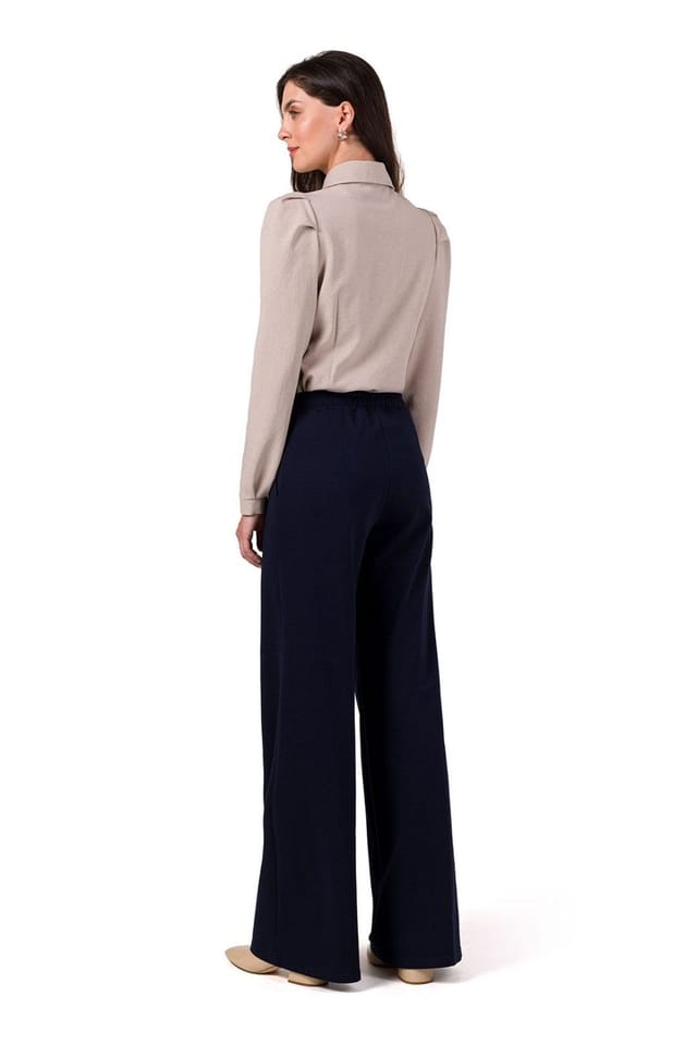 Love Lace Love Lace Women's Cotton Sweatshirt Knit Wide Leg Trousers in Blue - 2