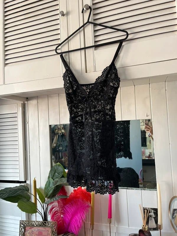 Shein Black lace cover up mini dress