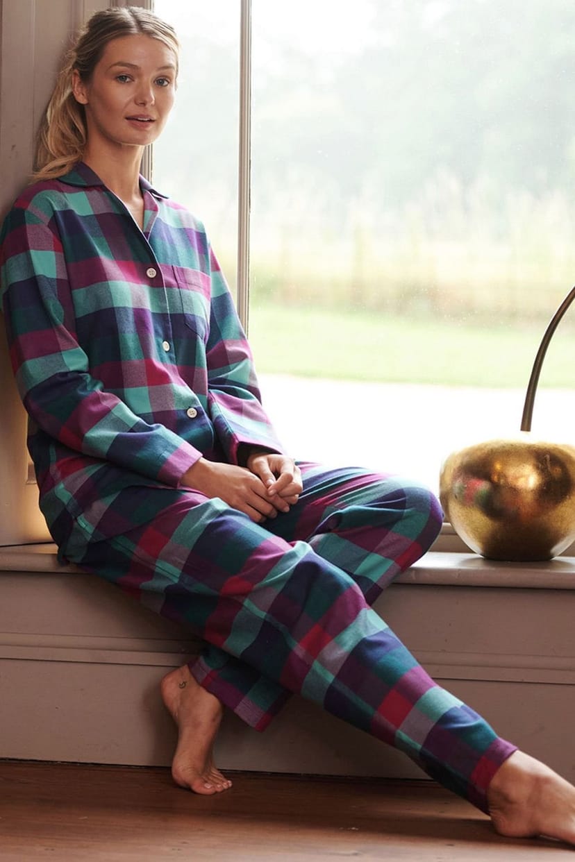 British Boxers British Boxers Women's 'Montrose' Check Brushed Cotton Pyjama Set - 1