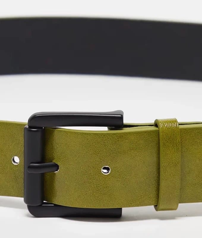 ASOS ASOS wide faux leather belt in green texture