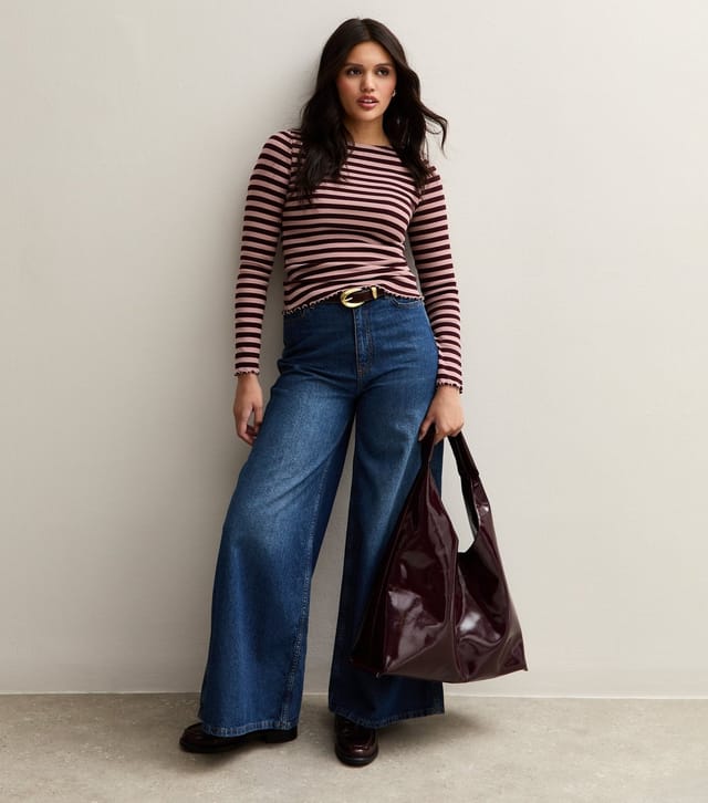 New Look Women's Pink Striped Long Sleeve Top New Look - 3
