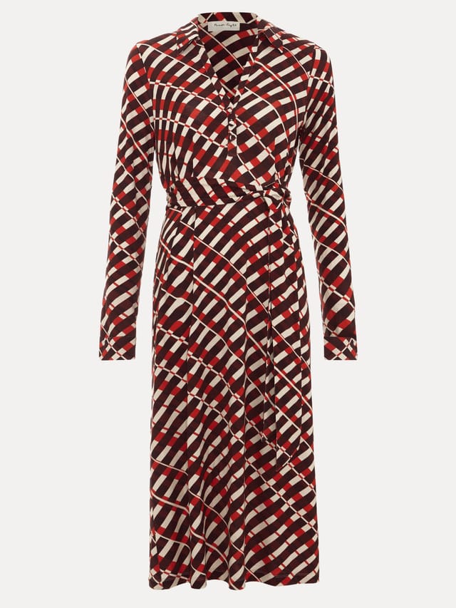 Phase Eight Phase Eight Women's Check Midi Dress in Maroon - 2