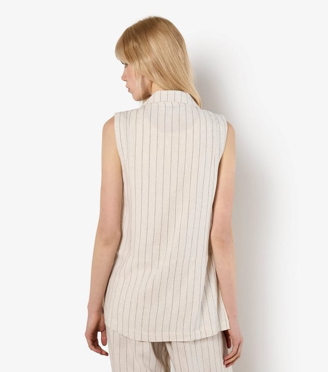 Apricot Women's Stone Woven Long Length Pinstripe Waistcoat Apricot New Look - 3
