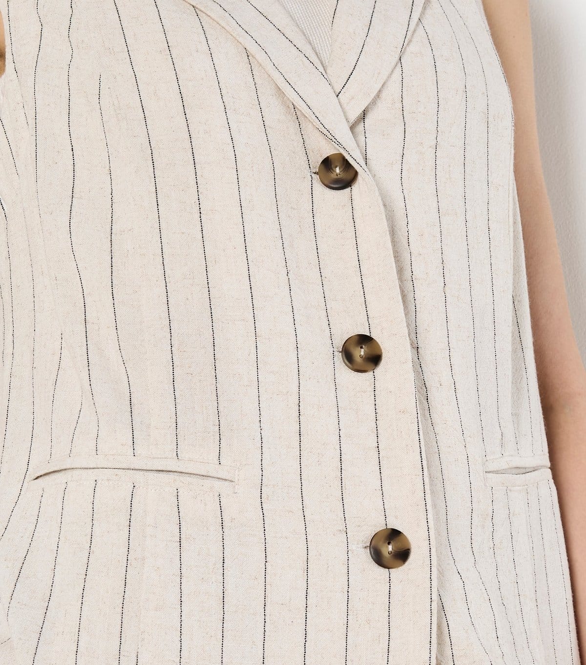 Apricot Women's Stone Woven Long Length Pinstripe Waistcoat Apricot New Look - 4