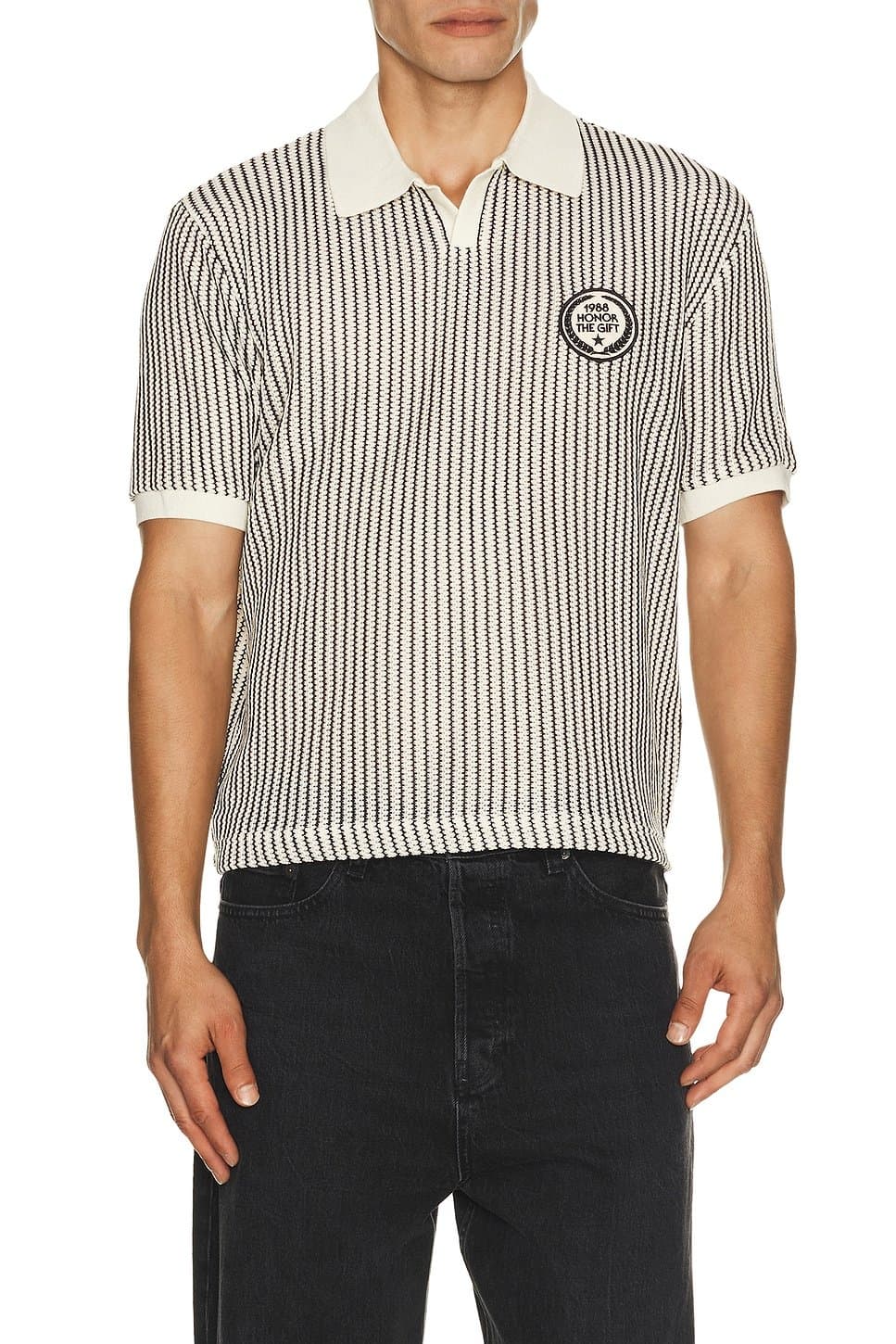 revolve Striped Knit Polo
