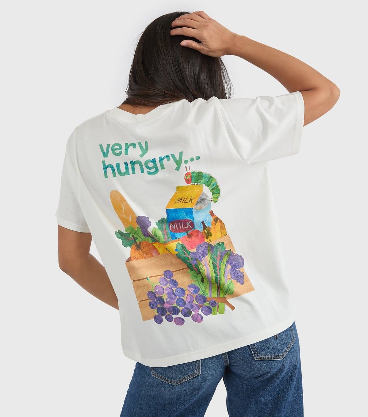Custard Custard Clothing White Cotton T-Shirt With 'The Very Hungry