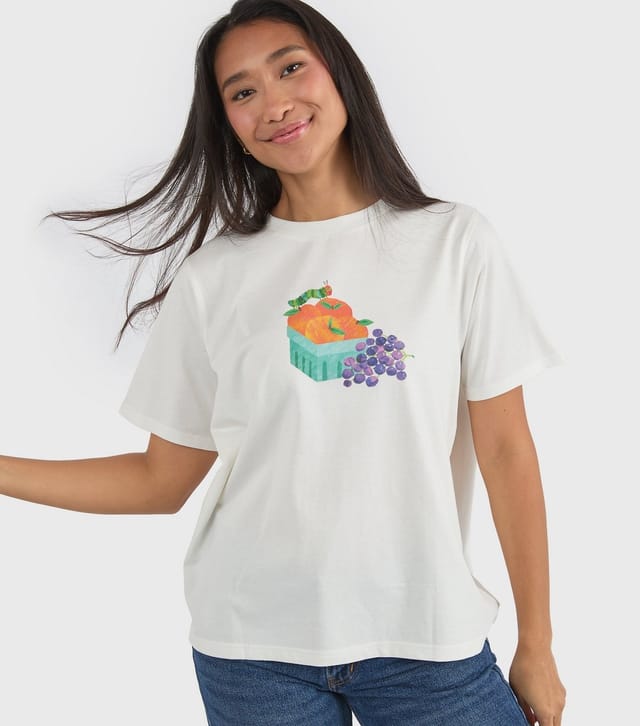 Custard Women's Clothing White Cotton Hungry Caterpillar T-Shirt Custard New Look - 3