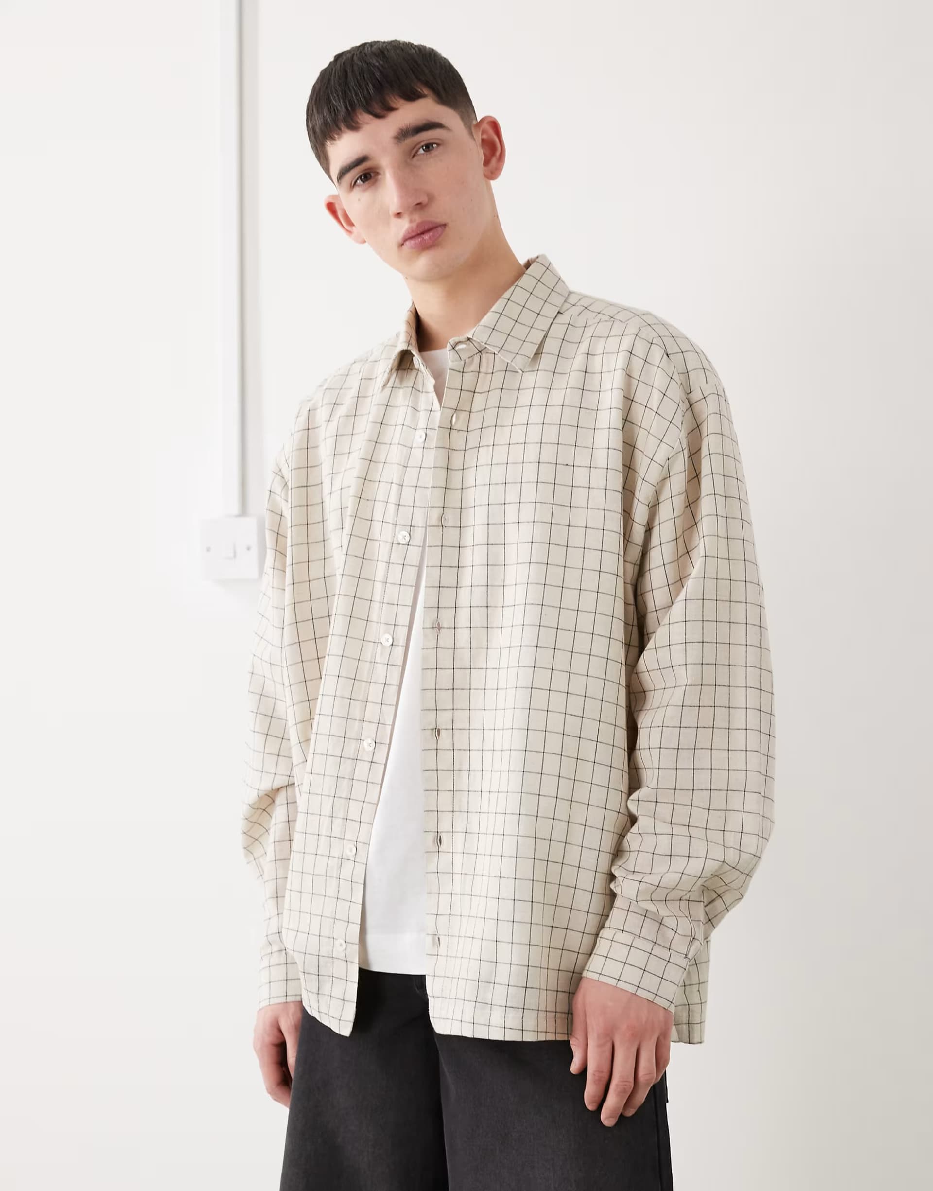 ASOS COLLUSION oversized long sleeve shirt in neutral check