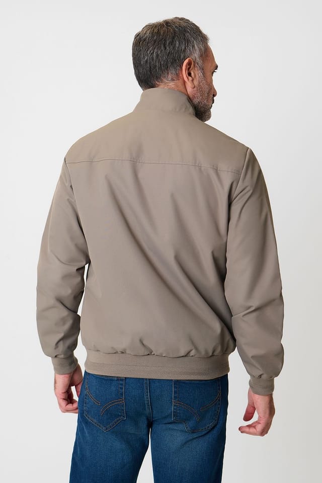 Saltwell Saltwell Men's Showerproof Funnel Neck Harrington Jacket in Taupe - 2