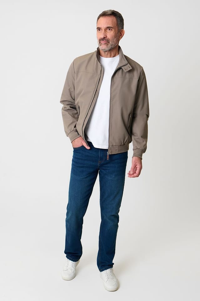 Saltwell Saltwell Men's Showerproof Funnel Neck Harrington Jacket in Taupe - 3