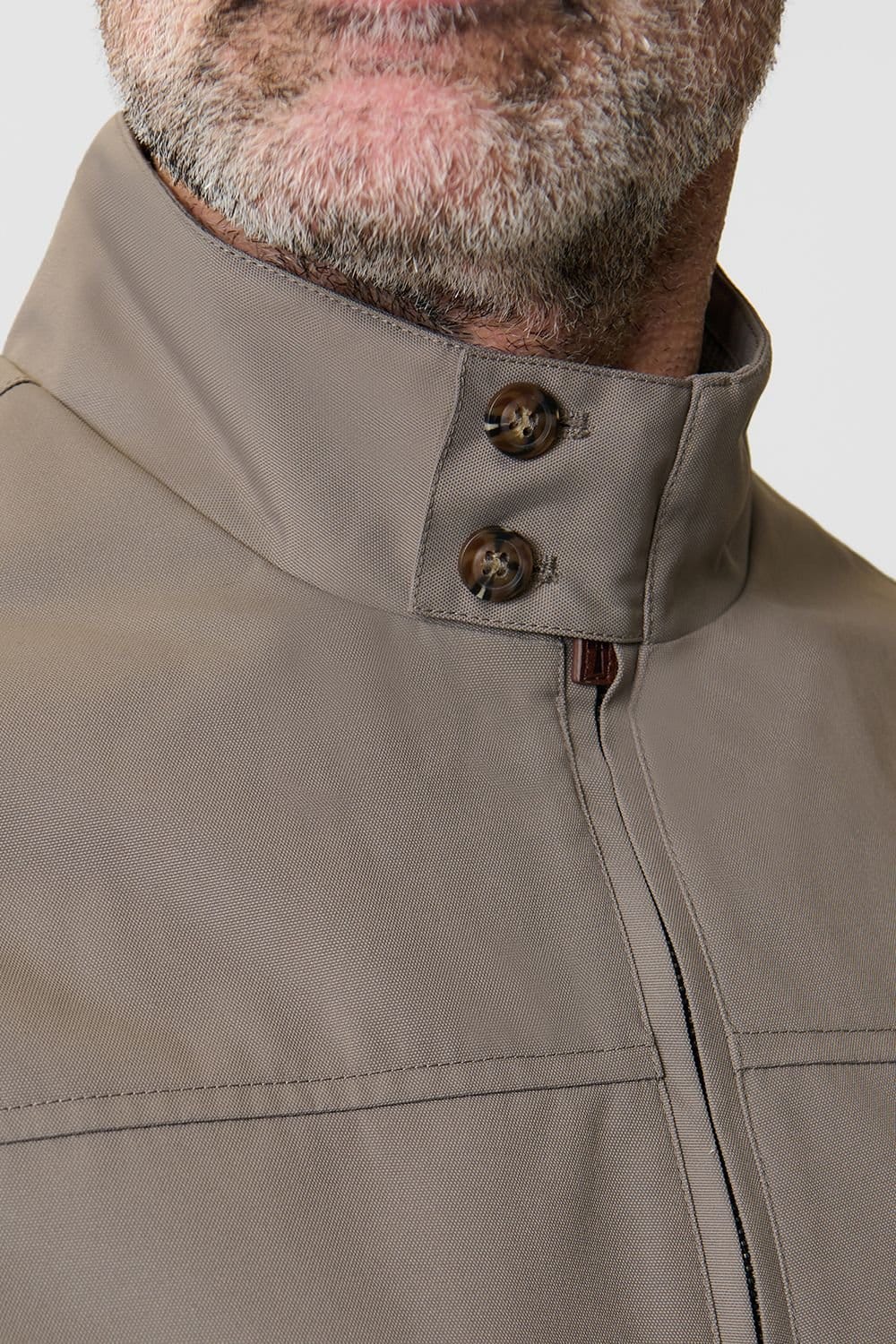 Saltwell Saltwell Men's Showerproof Funnel Neck Harrington Jacket in Taupe - 4