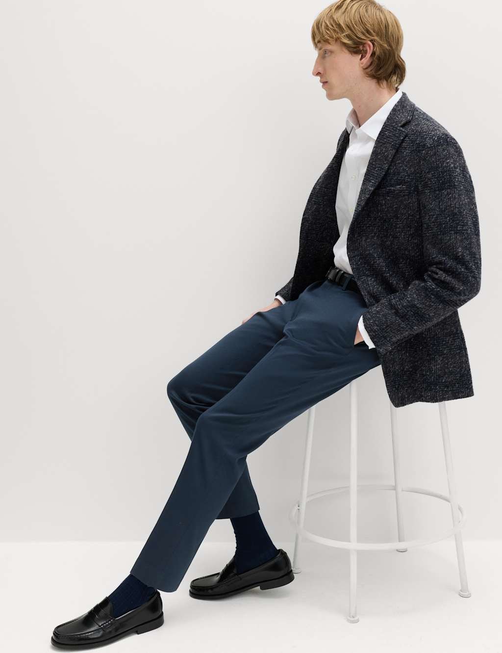 Marks & Spencer M&S Skinny Fit Smart Stretch Trousers Navy - 2