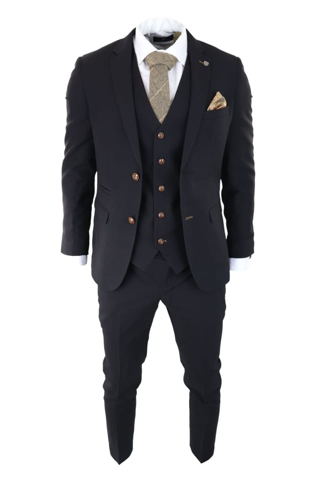 Paul Andrew Paul Andrew Men's Mayfair 3 Piece Grooms Wedding Suit in Black - 2