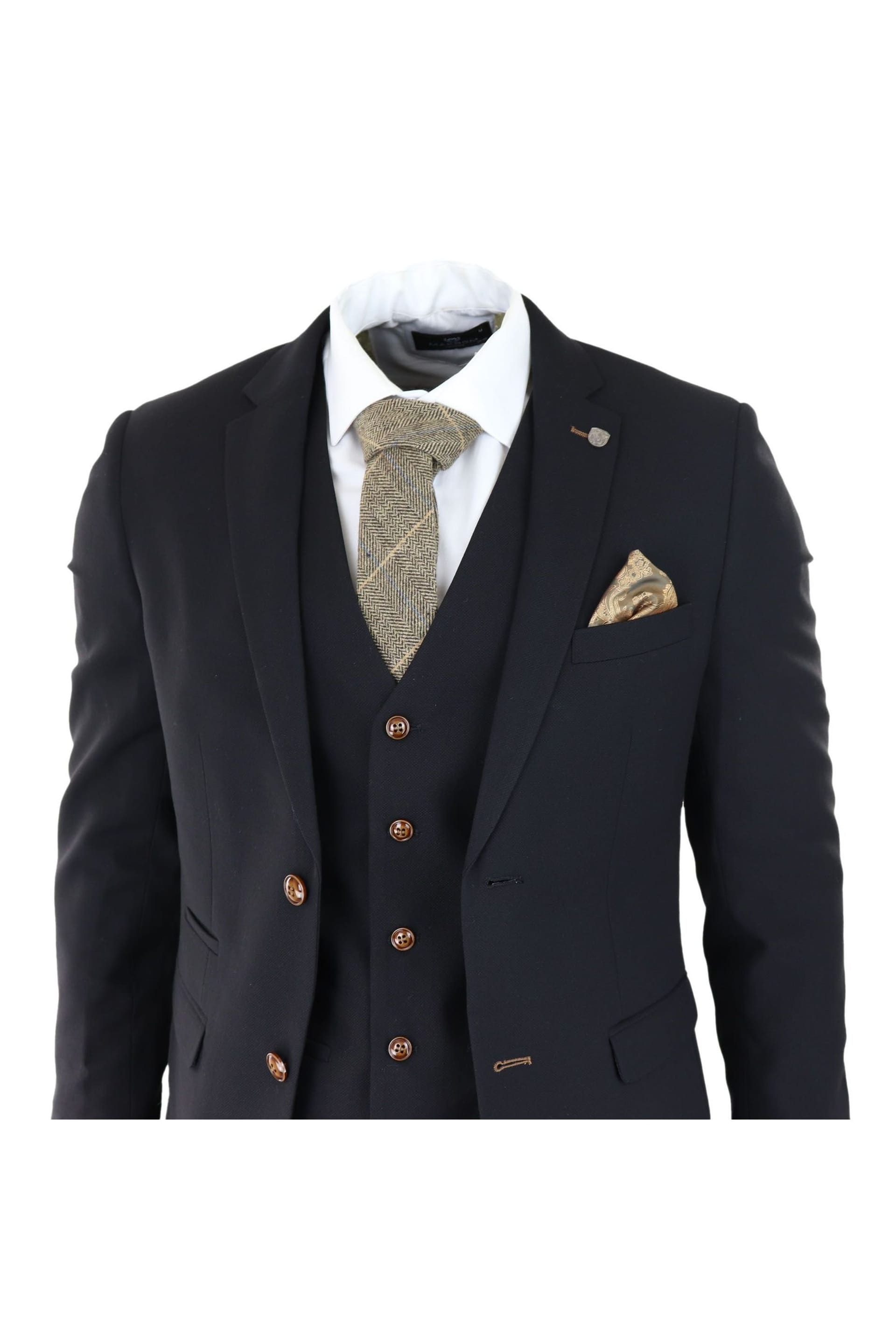 Paul Andrew Paul Andrew Men's Mayfair 3 Piece Grooms Wedding Suit in Black - 4