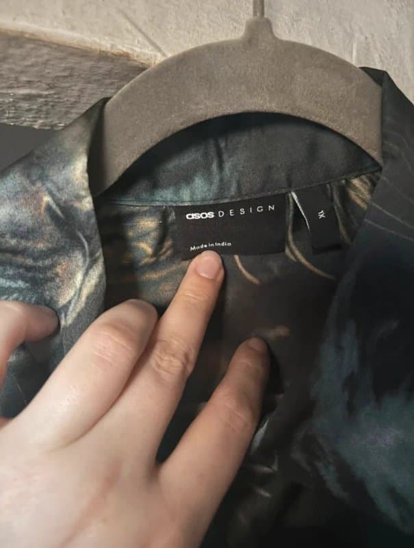 ASOS ASOS Black Satin Leopard XL Shirt