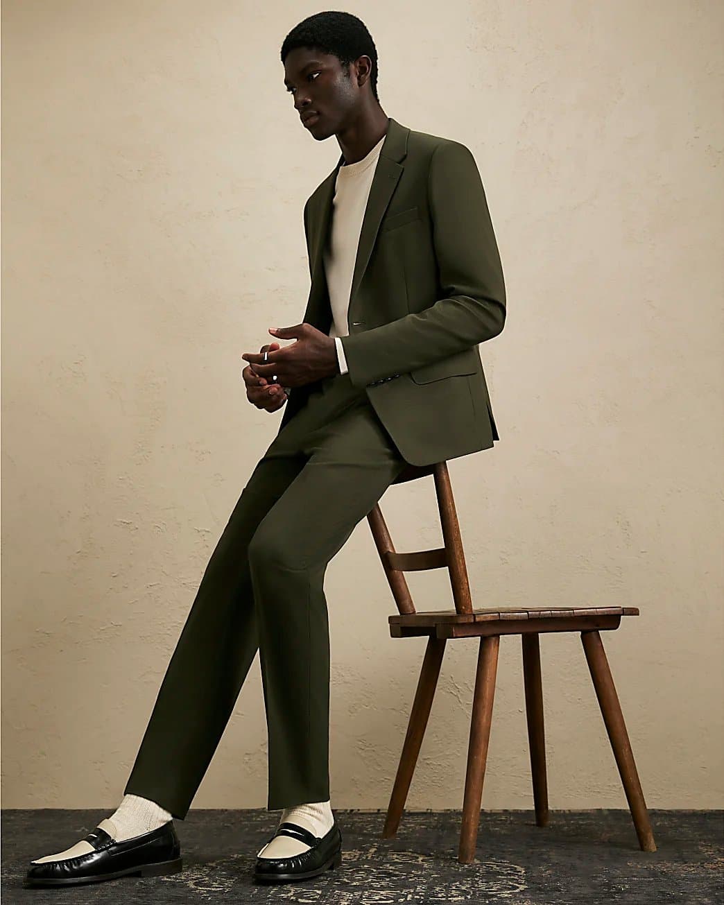 River Island Mens River Island Green Skinny Fit Textured Suit Trousers