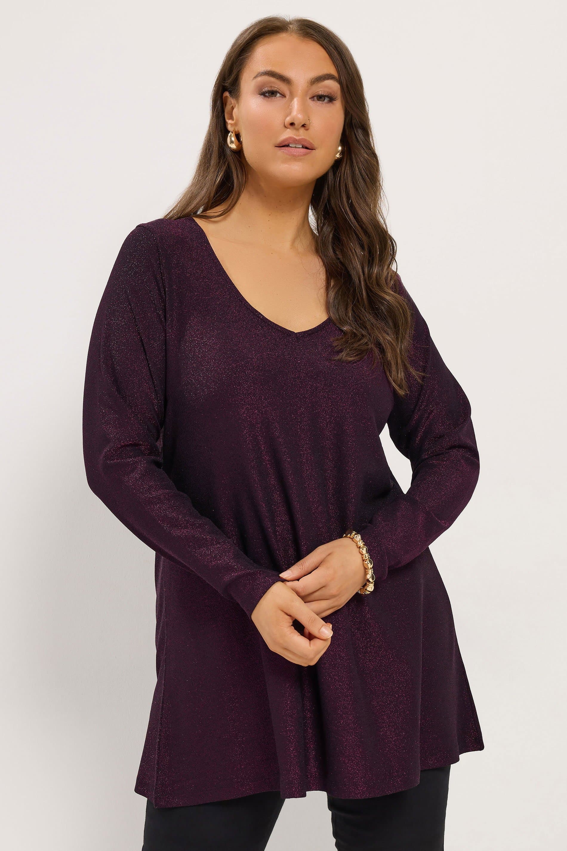 Yours Plus Size Purple Sparkle Swing Tunic Top