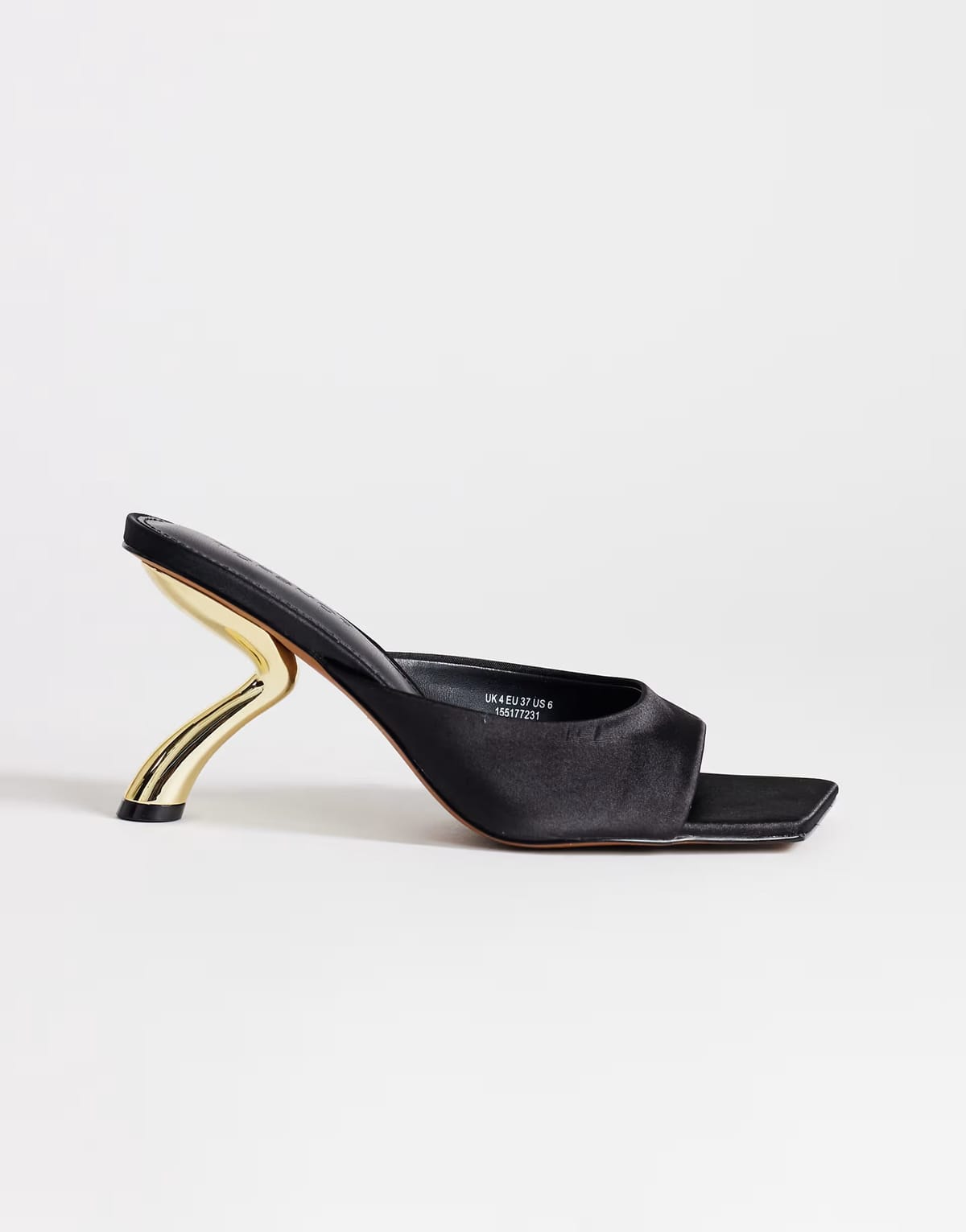 ASOS Topshop Nicole angular mid heel mule in black satin - 1