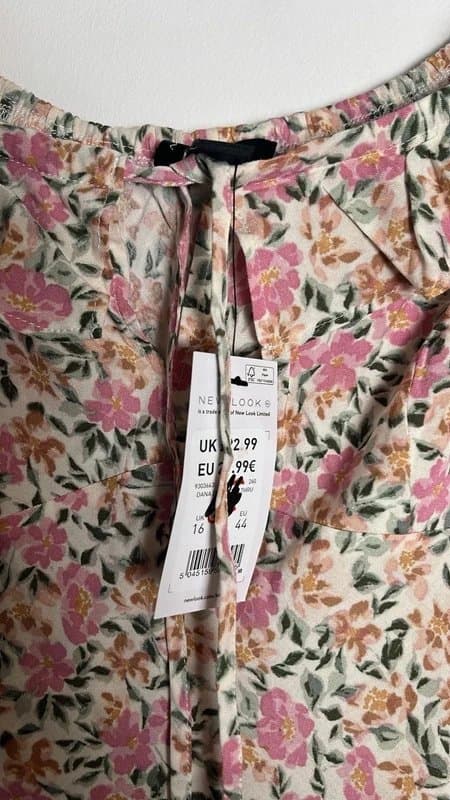 New Look New look - floral summer dress - size 16 - cream / pink/ green