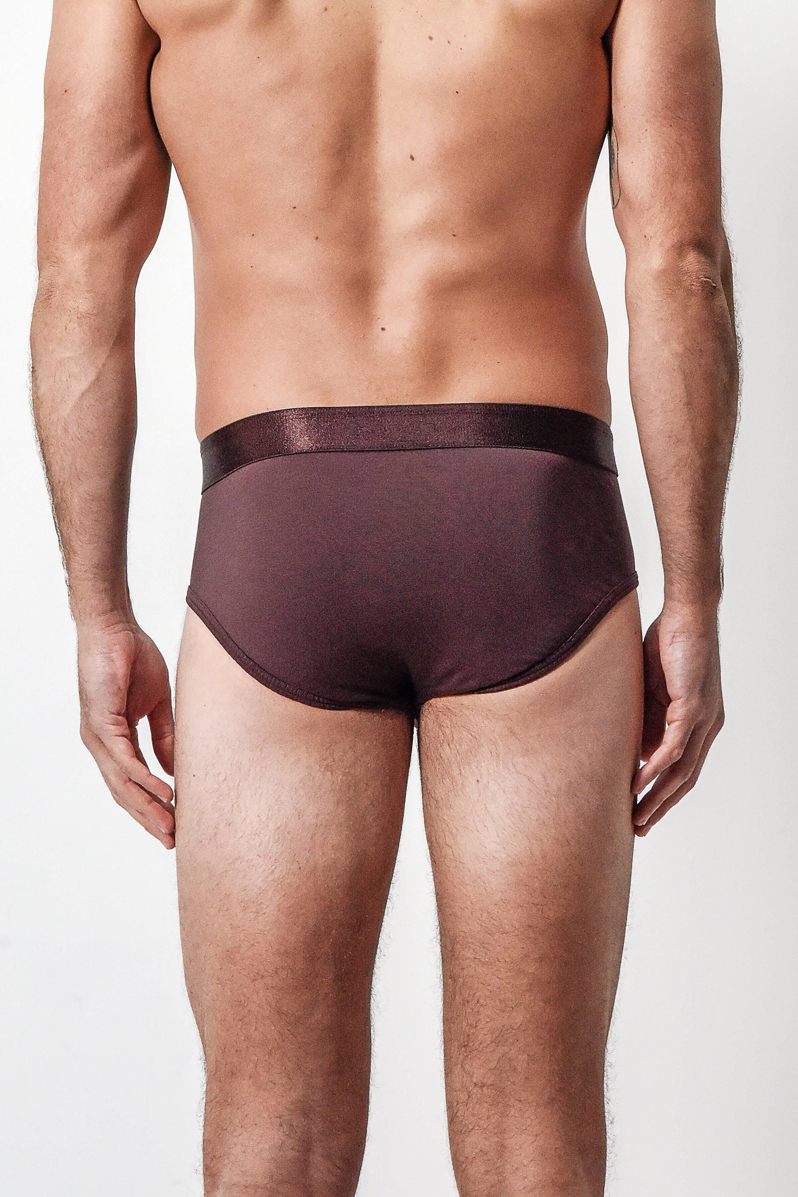 Arlo Hudson Arlo Hudson Men's Plain Tencel™ Brief in Maroon - 2